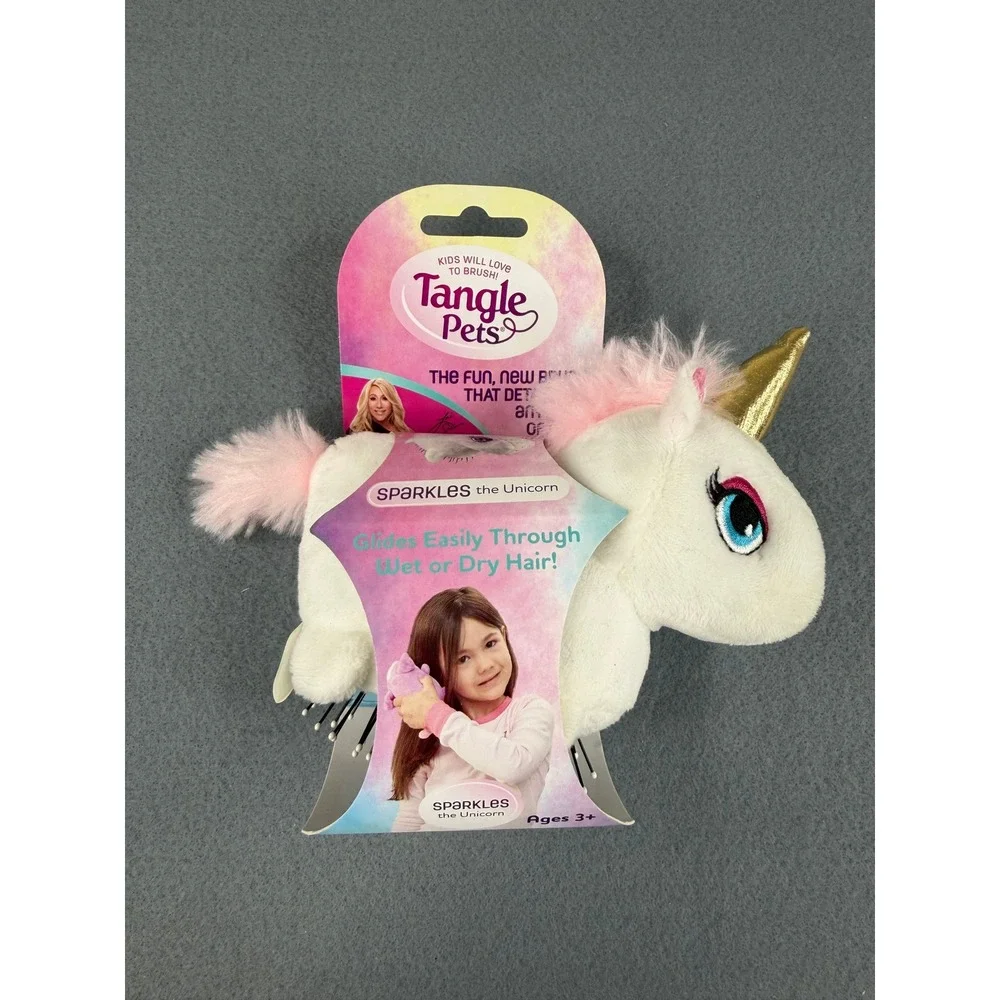 Tangle Pets Hair Brush Girls OS White Sparkles the Unicorn Detangling Plush Toy